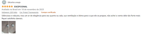 Avalição - Ventilador De Teto Arno Ultimate Prata/ Transparente 220v com controle remoto